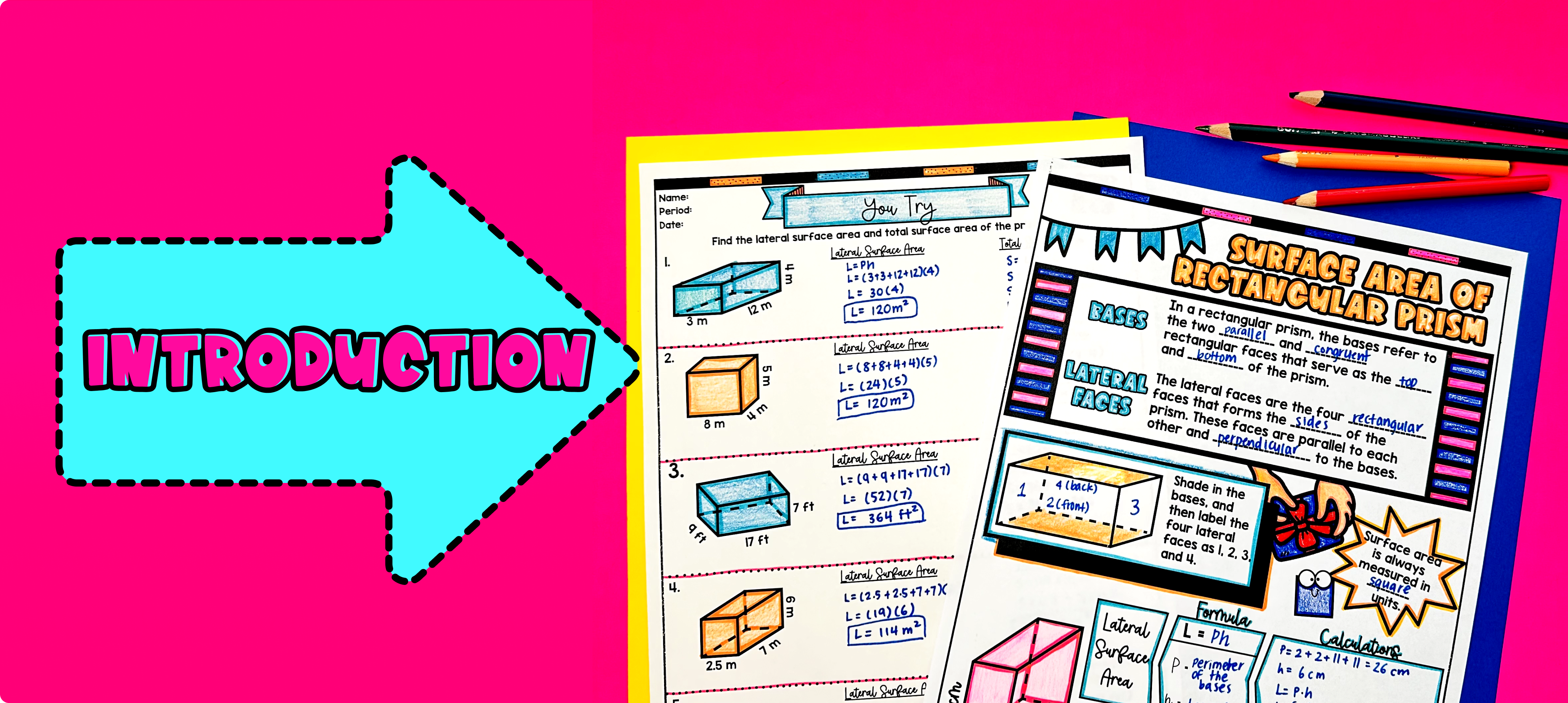 Lateral and Total Surface Area of Rectangular Prisms Introduction Guided Notes Image