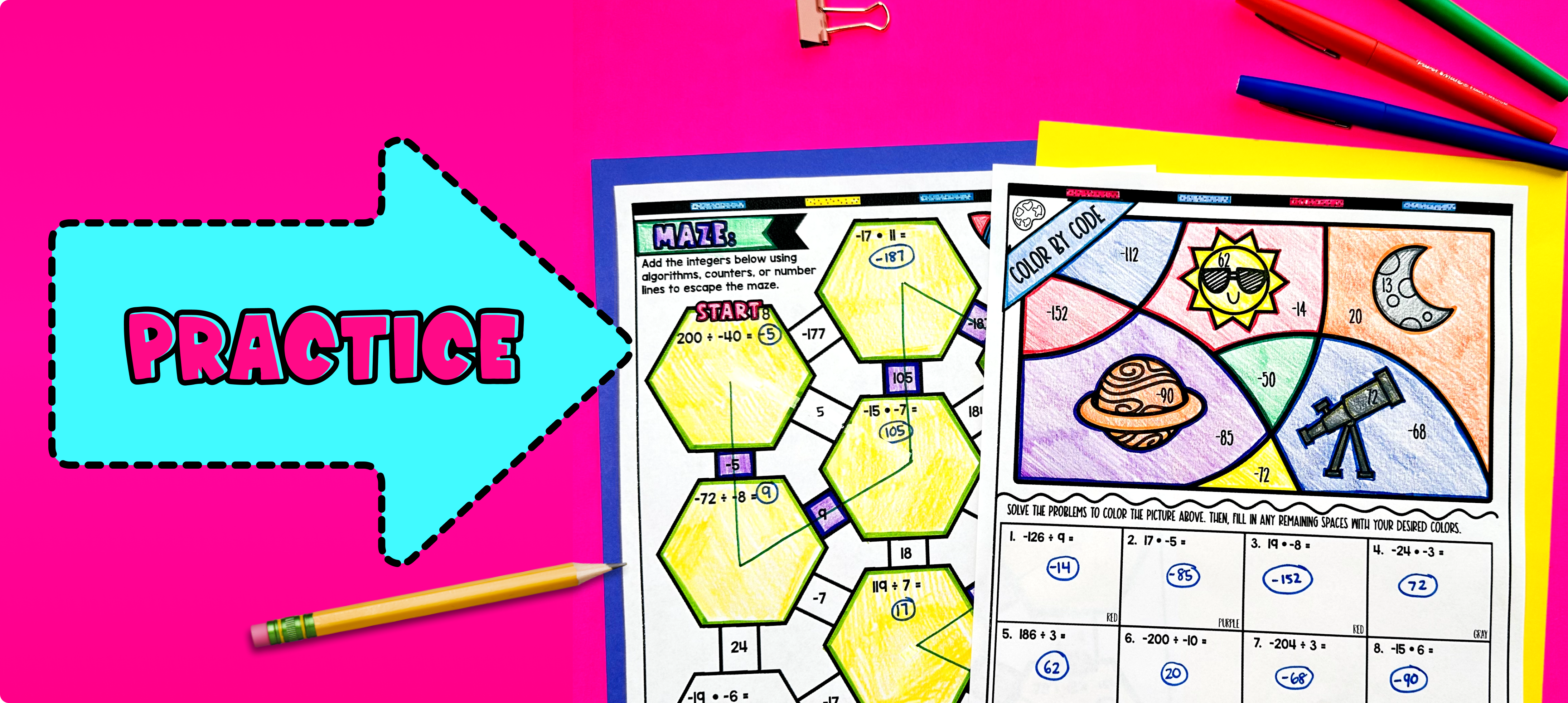 Practice multiplying and dividing integers image