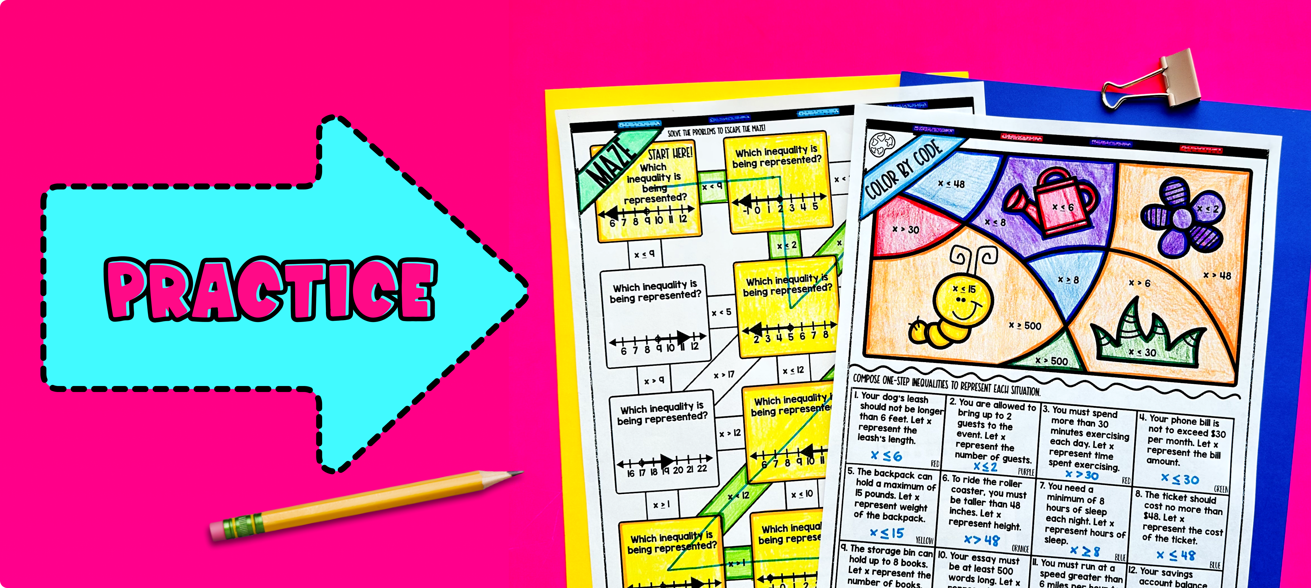 Practice writing and graphing one step inequalities